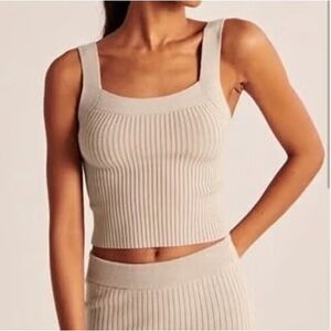 Abercrombie & Fitch Cream Ribbed Crop Top